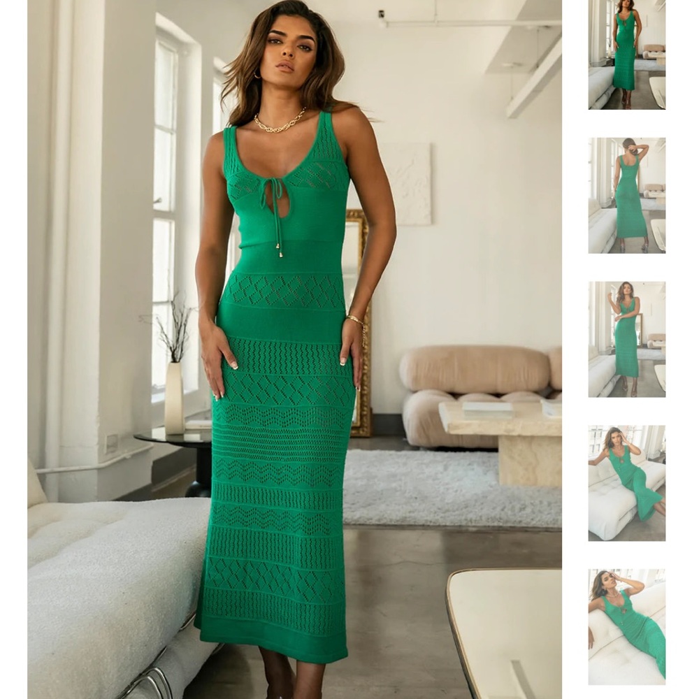 Elegant Green Sleeveless Dress
